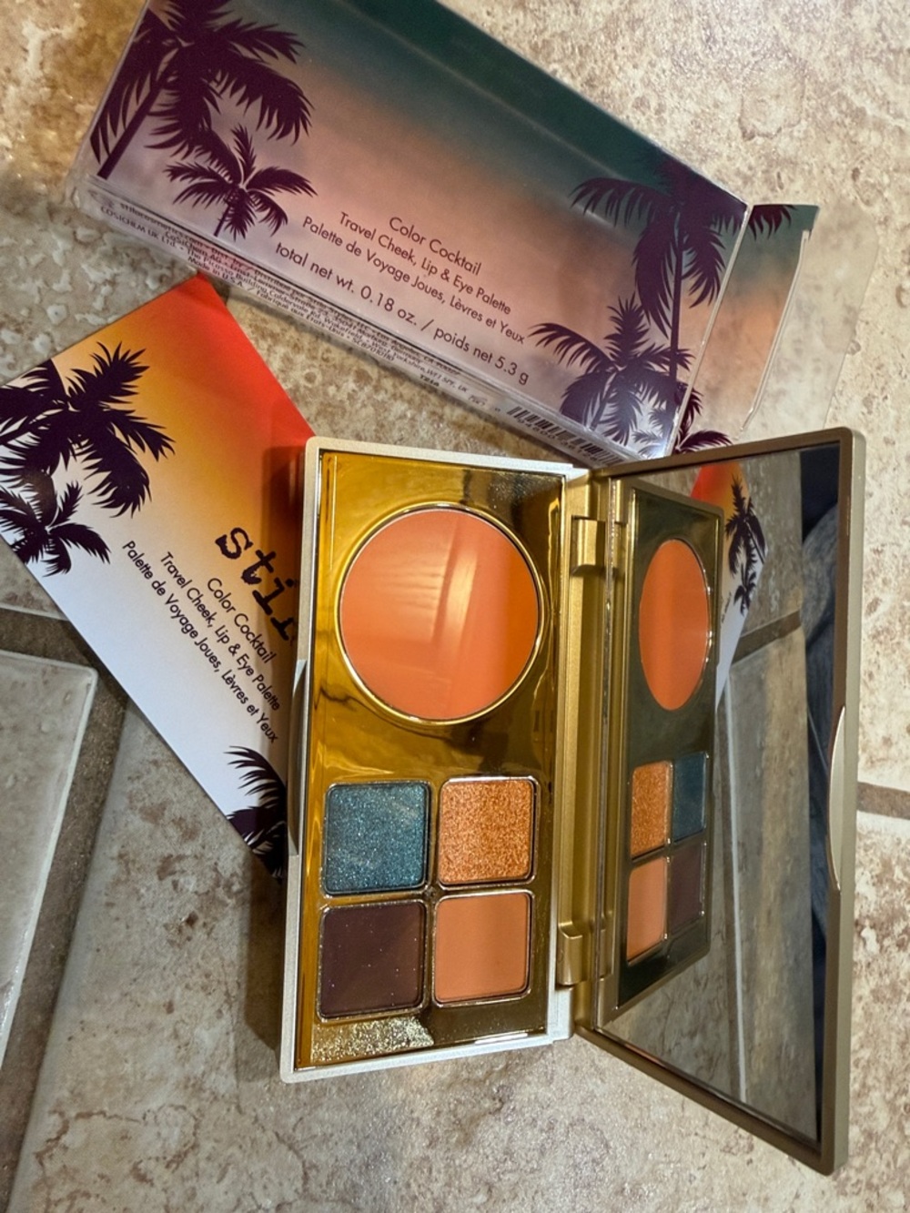 Stila Color Cocktail Palette — Coral Cheek & Shimmer Eyeshadows